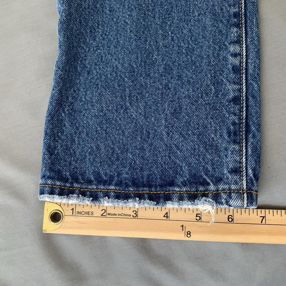 Levis 501 Jeans Mens 28x30 Blue Medium Wash Straight Distressed Denim Pants - Picture 7 of 11